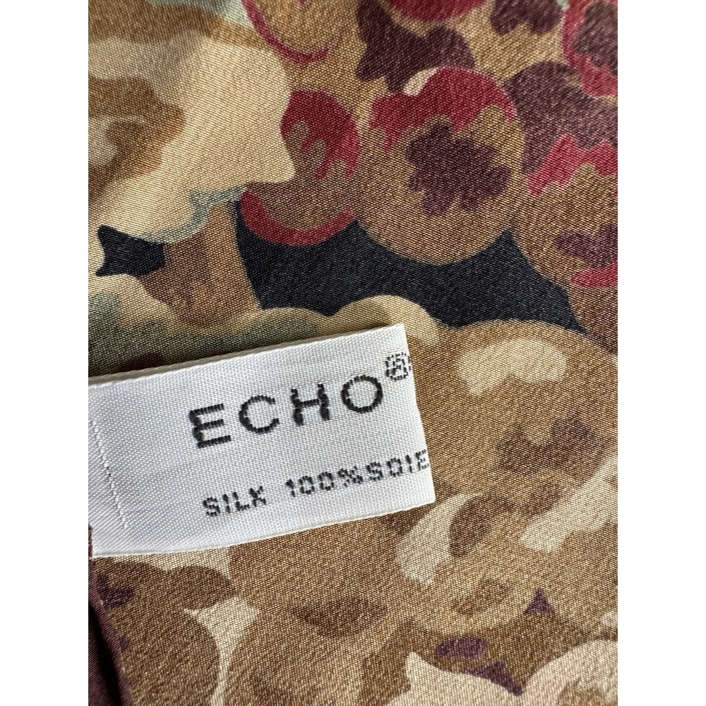 Echo 100% Silk Floral Square Scarf Baroque Cottagecore Old Money 31x32 - Picture 4 of 5